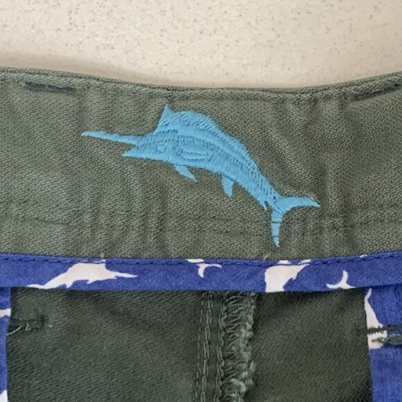 Tommy Bahama Shorts Mens 34 Dark Green Embroidered Marlin Pockets Beach Sailing - Picture 7 of 11